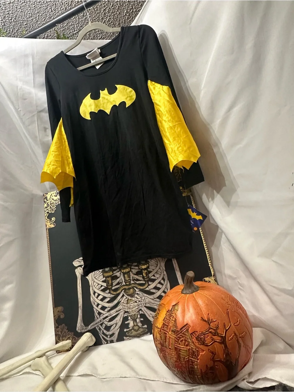 Girls Black and Yellow Bat Emblem Costume Tunic